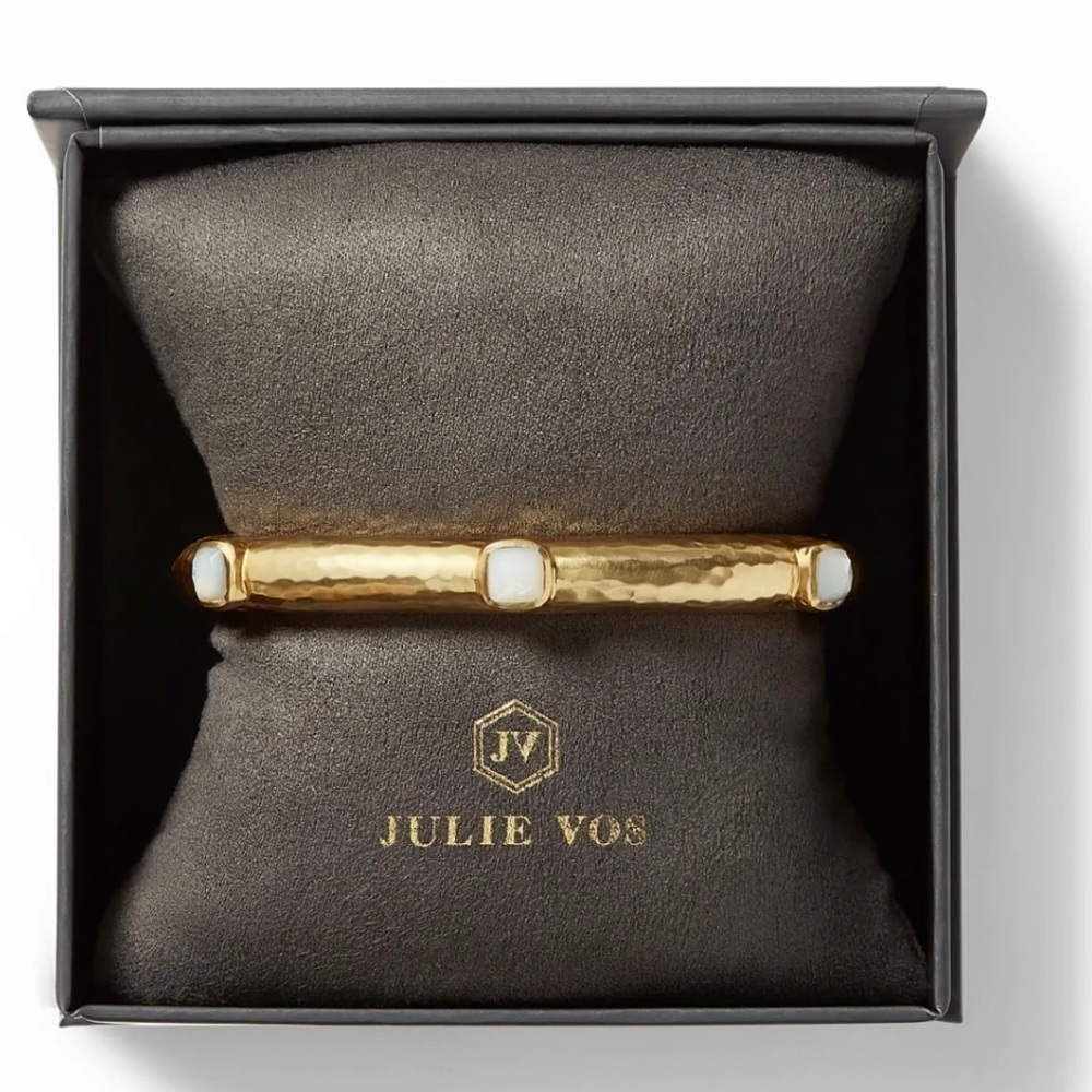 Julie Vos Catalina Hinge Bangle with stones - Picture 2 of 4